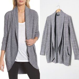 BAREFOOT DREAMS Cozychic Lite Circle Cardigan Size M Graphite Gray Soft Pocket